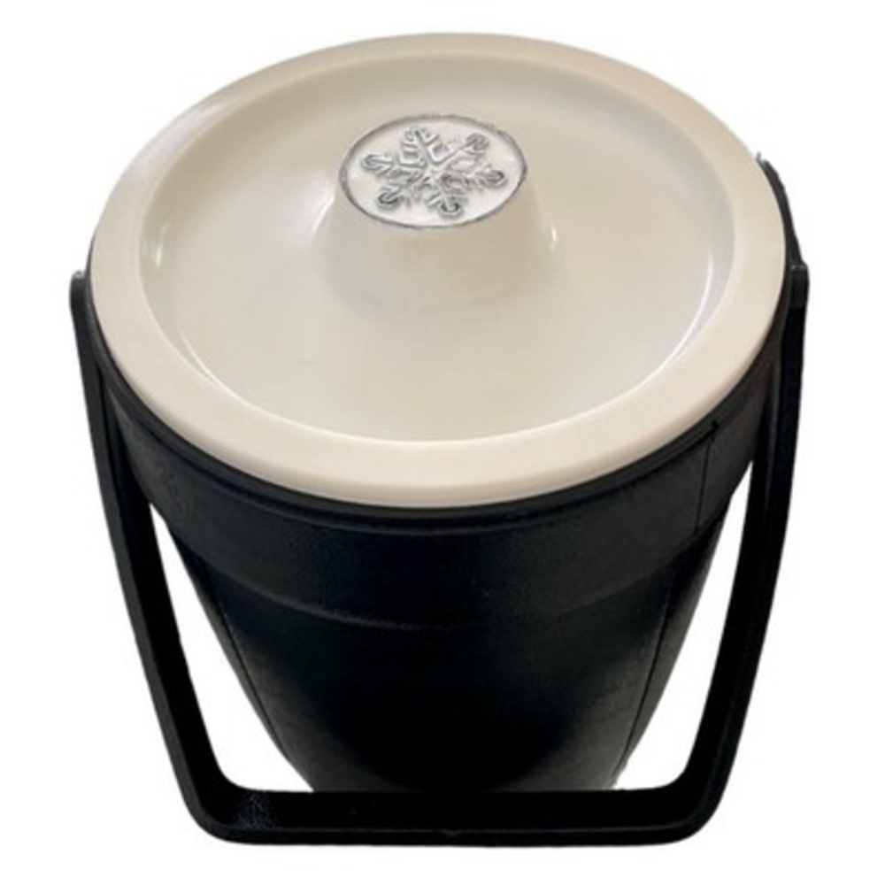 Vintage Rubbermaid Black Ice Bucket 10" White Lid Insulated 1970s Bottle Cooler - Picture 1 of 7